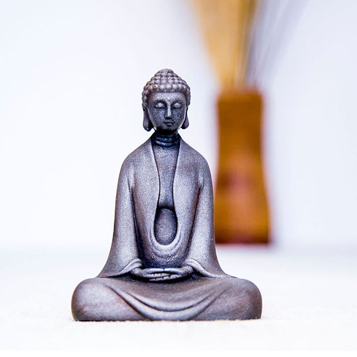 Buddha Stones Ręcznie robione Medytacja Budda Siakjamuni Żelazo Proszek Rdza Odlew Żywicy Dekoracja Statuy