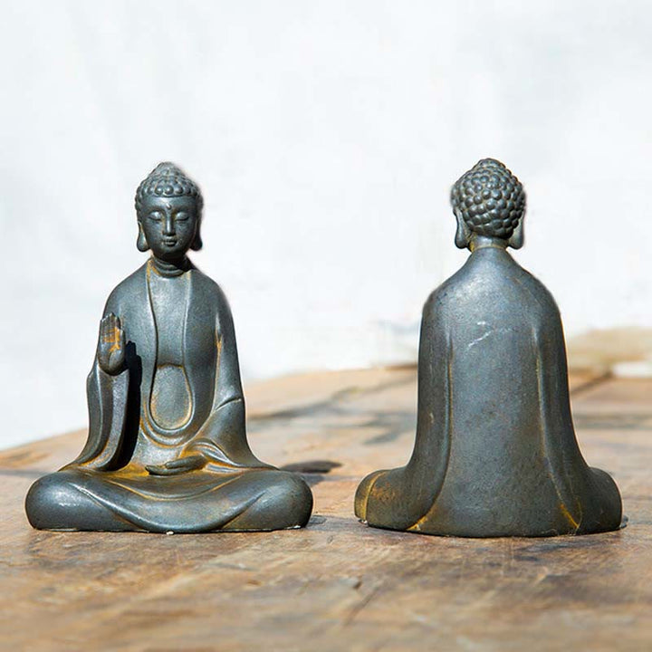 Buddha Stones Ręcznie robione Medytacja Budda Siakjamuni Żelazo Proszek Rdza Odlew Żywicy Dekoracja Statuy