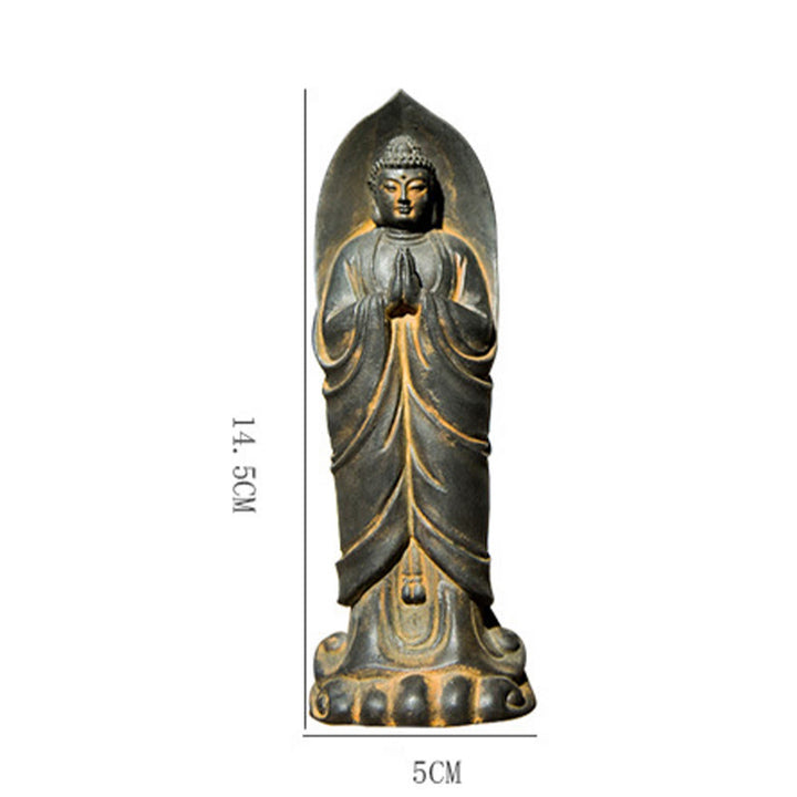 Buddha Stones Ręcznie robione Budda Siakjamuni Namaste Proszek żelaza Rdza Odlana z żywicy Statua Dekoracja - image 11