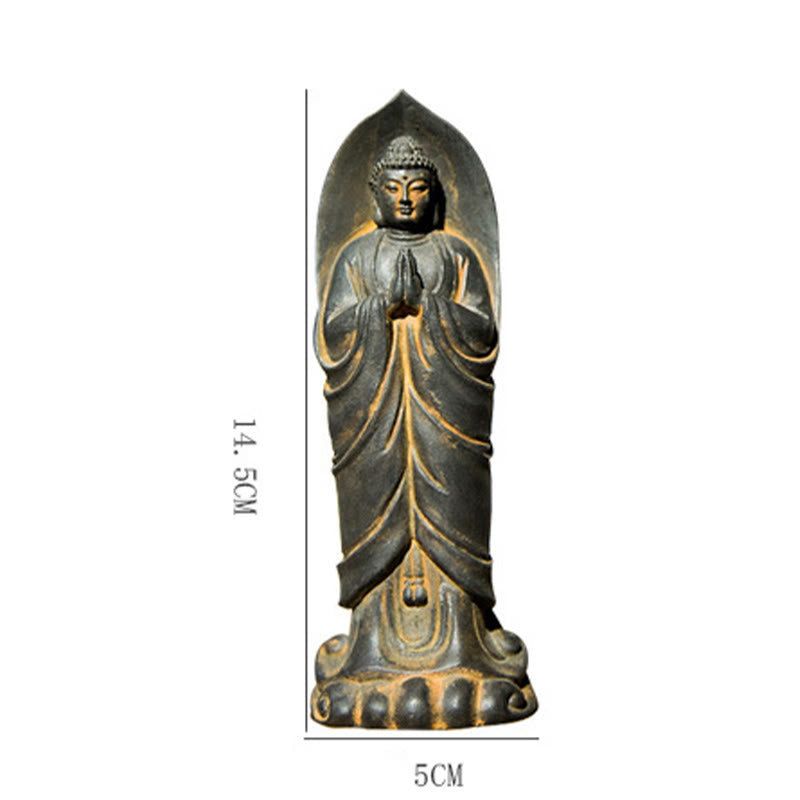 Buddha Stones Ręcznie robione Budda Siakjamuni Namaste Proszek żelaza Rdza Odlana z żywicy Statua Dekoracja