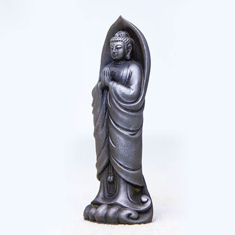 Buddha Stones Ręcznie robione Budda Siakjamuni Namaste Proszek żelaza Rdza Odlana z żywicy Statua Dekoracja - image 19