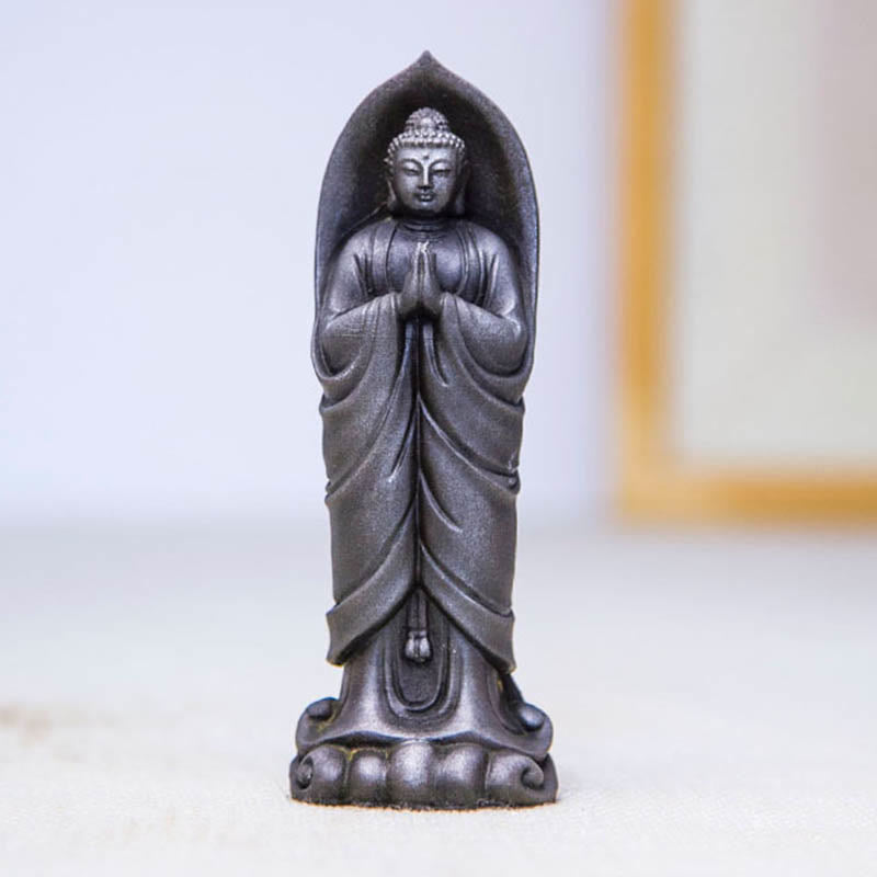 Buddha Stones Ręcznie robione Budda Siakjamuni Namaste Proszek żelaza Rdza Odlana z żywicy Statua Dekoracja - image 21