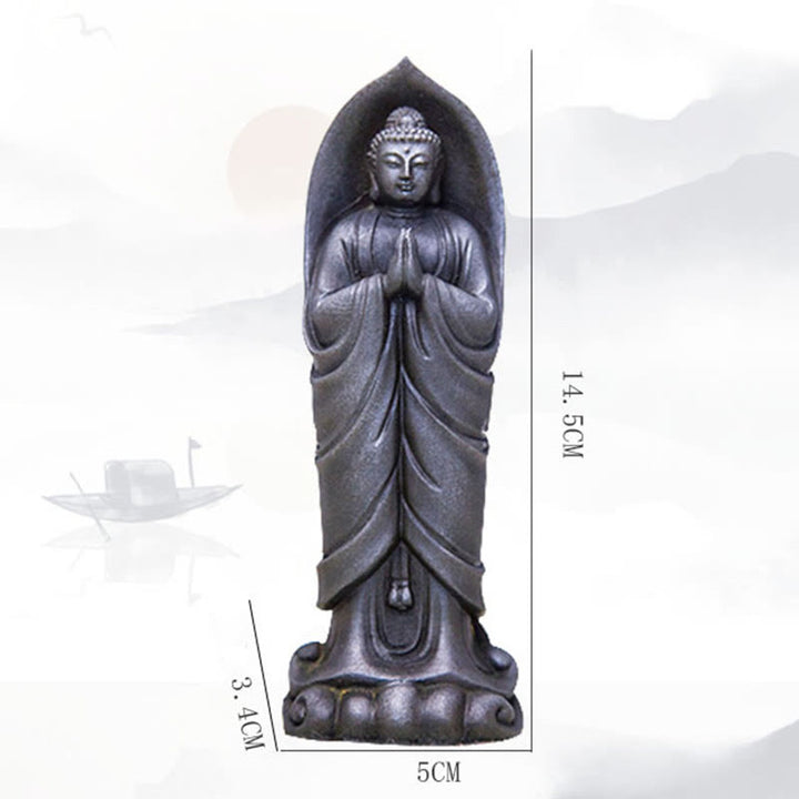 Buddha Stones Ręcznie robione Budda Siakjamuni Namaste Proszek żelaza Rdza Odlana z żywicy Statua Dekoracja