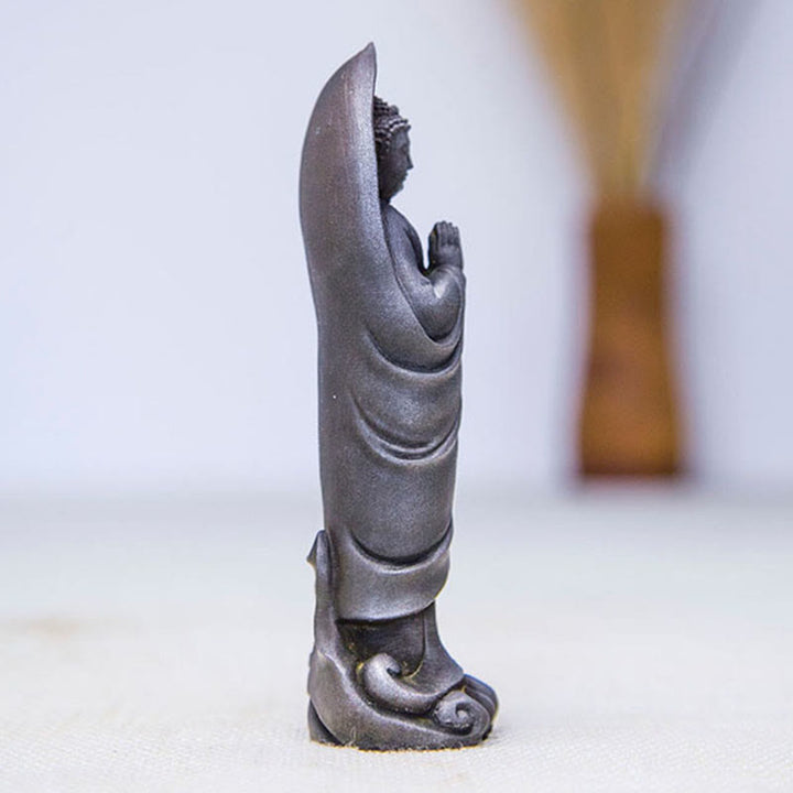 Buddha Stones Ręcznie robione Budda Siakjamuni Namaste Proszek żelaza Rdza Odlana z żywicy Statua Dekoracja - image 15