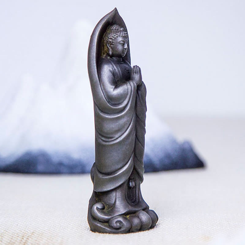 Buddha Stones Ręcznie robione Budda Siakjamuni Namaste Proszek żelaza Rdza Odlana z żywicy Statua Dekoracja - image 13