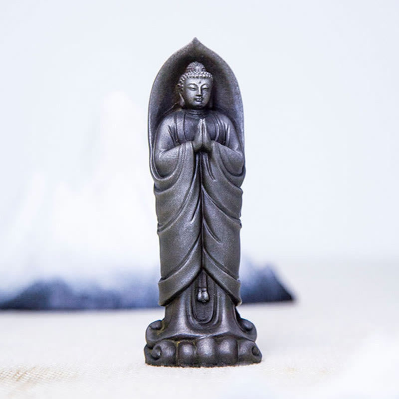 Buddha Stones Ręcznie robione Budda Siakjamuni Namaste Proszek żelaza Rdza Odlana z żywicy Statua Dekoracja - image 22