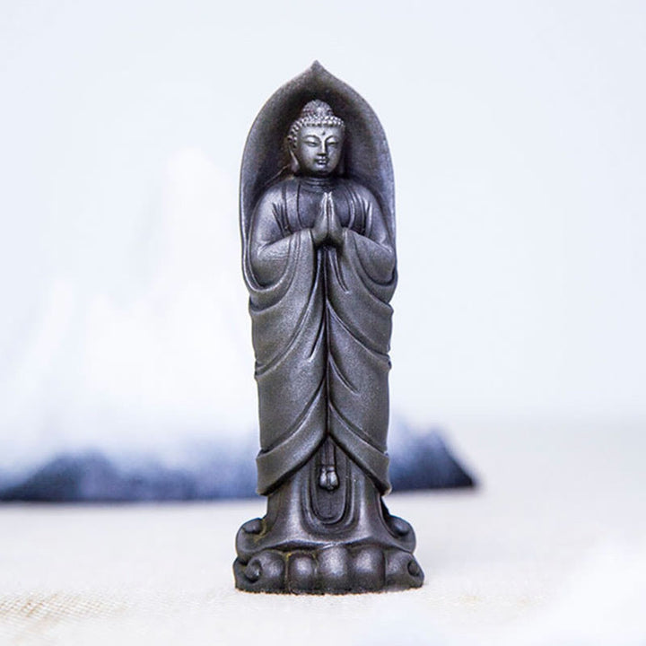 Buddha Stones Ręcznie robione Budda Siakjamuni Namaste Proszek żelaza Rdza Odlana z żywicy Statua Dekoracja - image 22