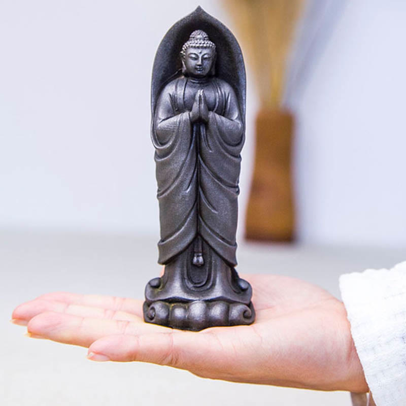 Buddha Stones Ręcznie robione Budda Siakjamuni Namaste Proszek żelaza Rdza Odlana z żywicy Statua Dekoracja - image 17