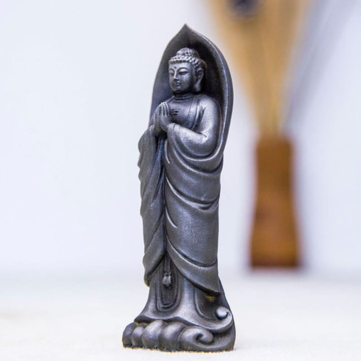Buddha Stones Ręcznie robione Budda Siakjamuni Namaste Proszek żelaza Rdza Odlana z żywicy Statua Dekoracja - image 14