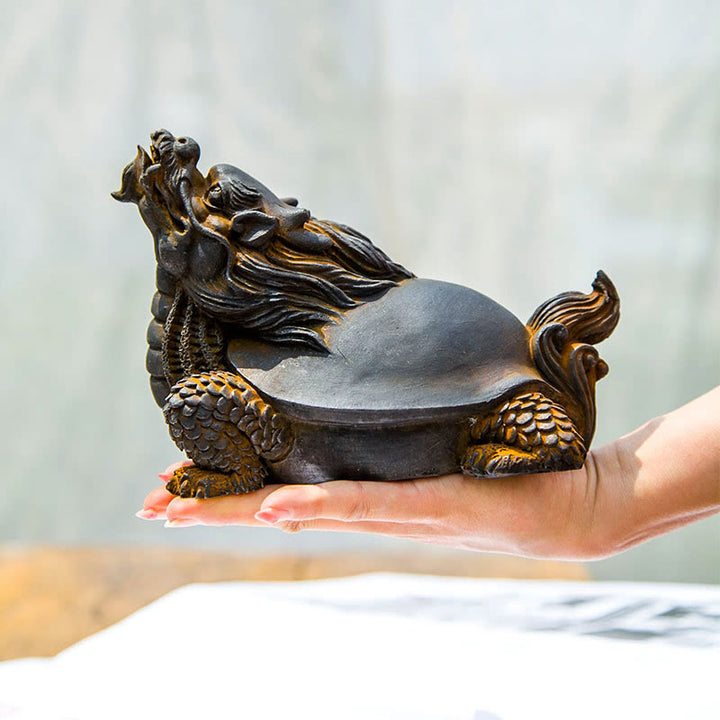 Buddha Stones Ręcznie robione Smok Żółw Żelazo Proszek Rdza Odlew Żywicy Statua Dekoracja Domu