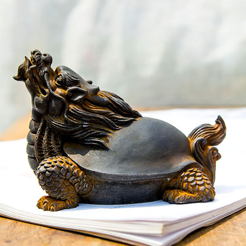Buddha Stones Ręcznie robione Smok Żółw Żelazo Proszek Rdza Odlew Żywicy Statua Dekoracja Domu