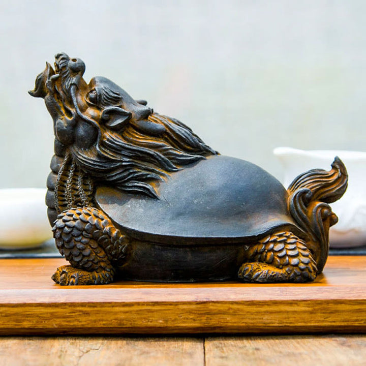 Buddha Stones Ręcznie robione Smok Żółw Żelazo Proszek Rdza Odlew Żywicy Statua Dekoracja Domu