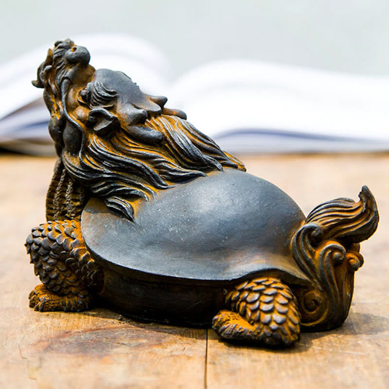 Buddha Stones Ręcznie robione Smok Żółw Żelazo Proszek Rdza Odlew Żywicy Statua Dekoracja Domu