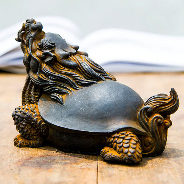 Buddha Stones Ręcznie robione Smok Żółw Żelazo Proszek Rdza Odlew Żywicy Statua Dekoracja Domu