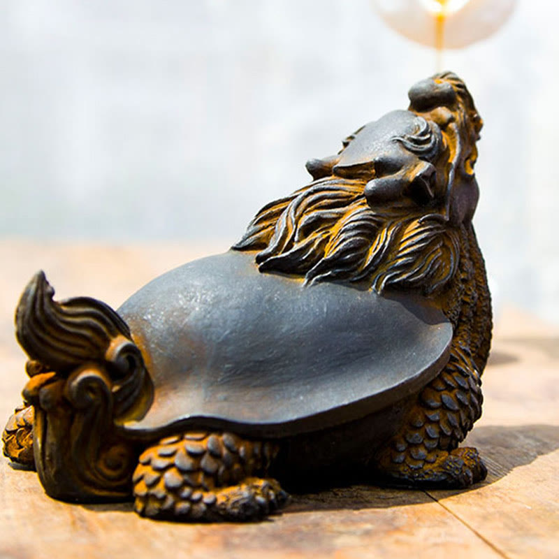 Buddha Stones Ręcznie robione Smok Żółw Żelazo Proszek Rdza Odlew Żywicy Statua Dekoracja Domu