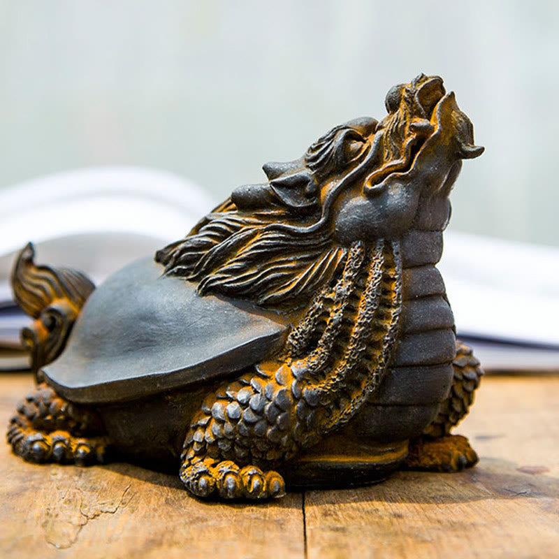 Buddha Stones Ręcznie robione Smok Żółw Żelazo Proszek Rdza Odlew Żywicy Statua Dekoracja Domu