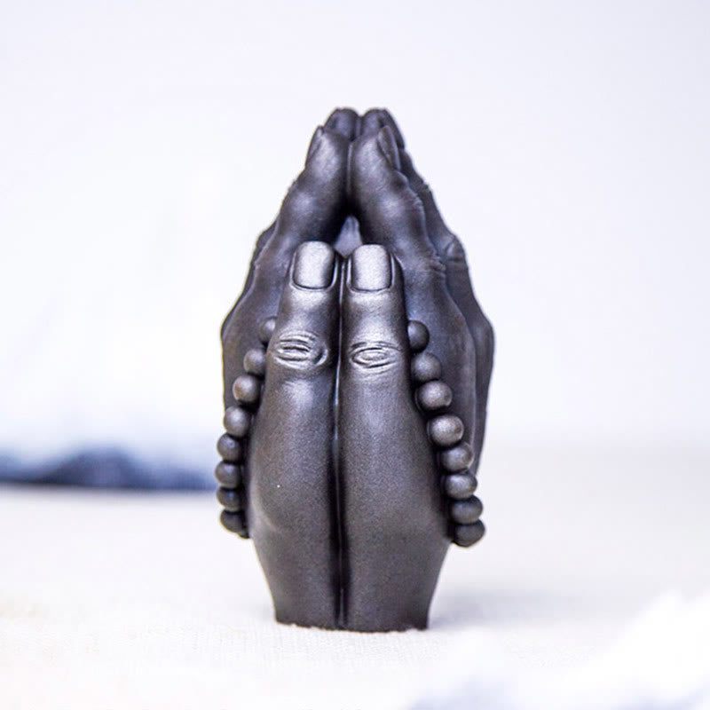 Buddha Stones Ręcznie robione Budda Ręka Namaste Żelazo Proszek Rdza Odlew Żywicy Dekoracja Statuy - image 20