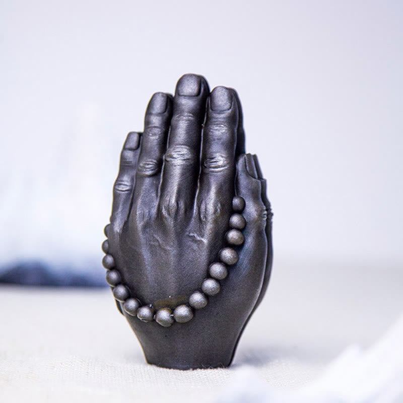 Buddha Stones Ręcznie robione Budda Ręka Namaste Żelazo Proszek Rdza Odlew Żywicy Dekoracja Statuy