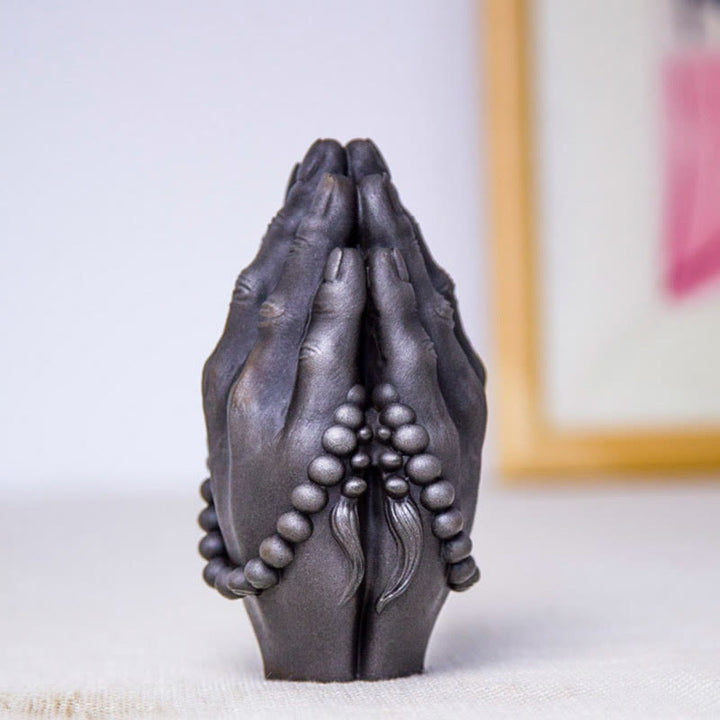 Buddha Stones Ręcznie robione Budda Ręka Namaste Żelazo Proszek Rdza Odlew Żywicy Dekoracja Statuy