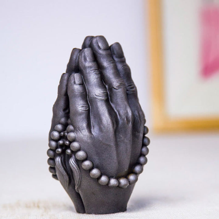 Buddha Stones Ręcznie robione Budda Ręka Namaste Żelazo Proszek Rdza Odlew Żywicy Dekoracja Statuy - image 15