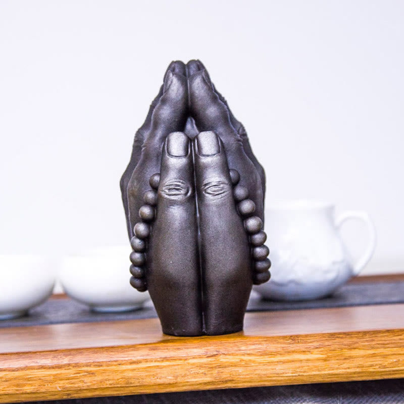 Buddha Stones Ręcznie robione Budda Ręka Namaste Żelazo Proszek Rdza Odlew Żywicy Dekoracja Statuy