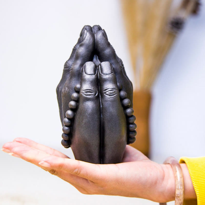 Buddha Stones Ręcznie robione Budda Ręka Namaste Żelazo Proszek Rdza Odlew Żywicy Dekoracja Statuy - image 16