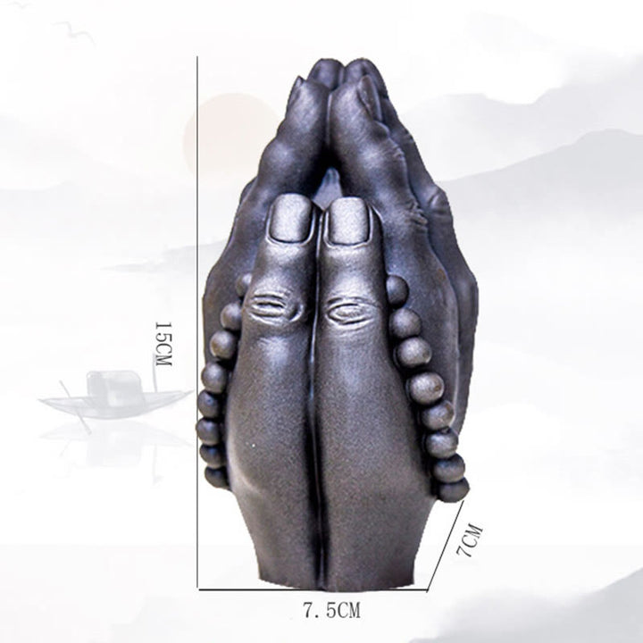 Buddha Stones Ręcznie robione Budda Ręka Namaste Żelazo Proszek Rdza Odlew Żywicy Dekoracja Statuy - image 25