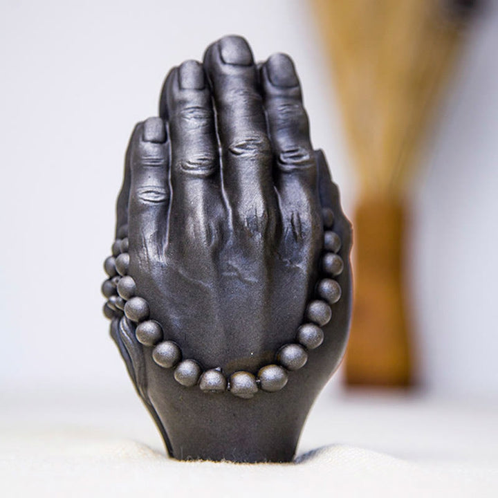 Buddha Stones Ręcznie robione Budda Ręka Namaste Żelazo Proszek Rdza Odlew Żywicy Dekoracja Statuy - image 13