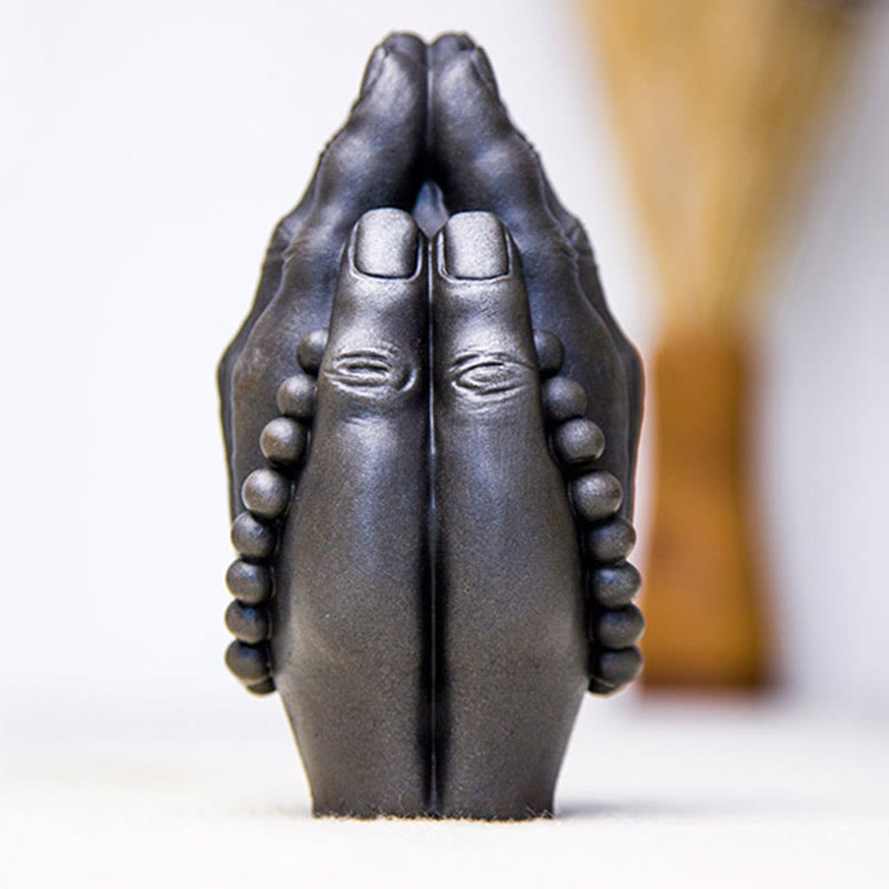 Buddha Stones Ręcznie robione Budda Ręka Namaste Żelazo Proszek Rdza Odlew Żywicy Dekoracja Statuy