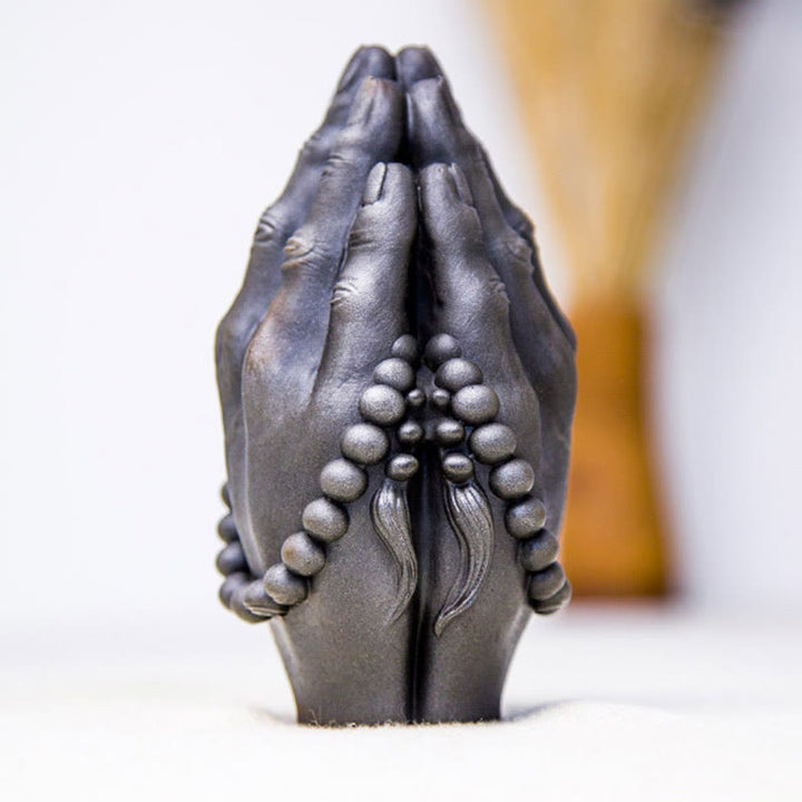 Buddha Stones Ręcznie robione Budda Ręka Namaste Żelazo Proszek Rdza Odlew Żywicy Dekoracja Statuy - image 14