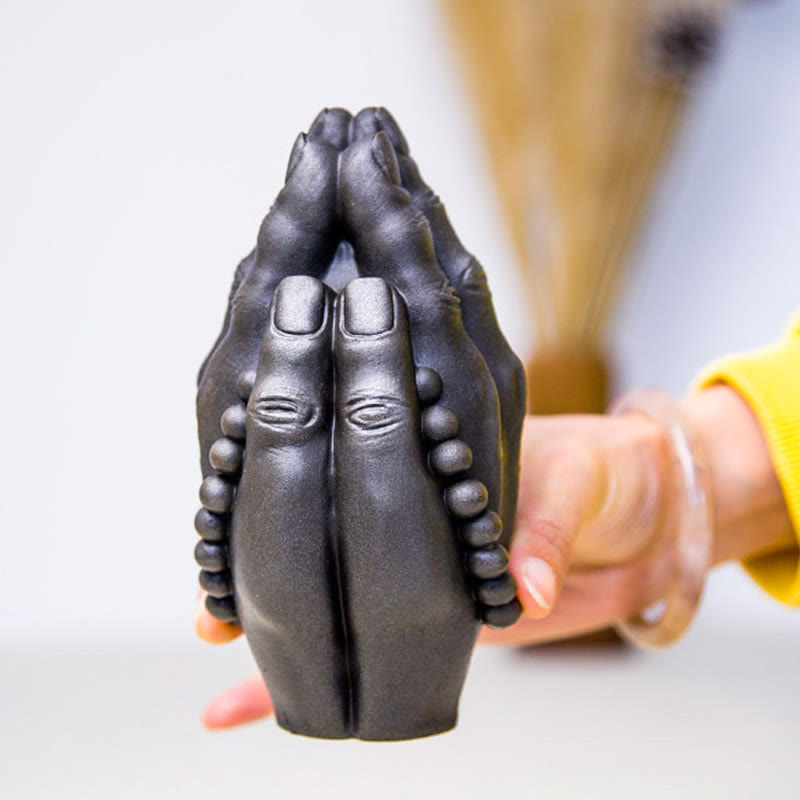 Buddha Stones Ręcznie robione Budda Ręka Namaste Żelazo Proszek Rdza Odlew Żywicy Dekoracja Statuy - image 23