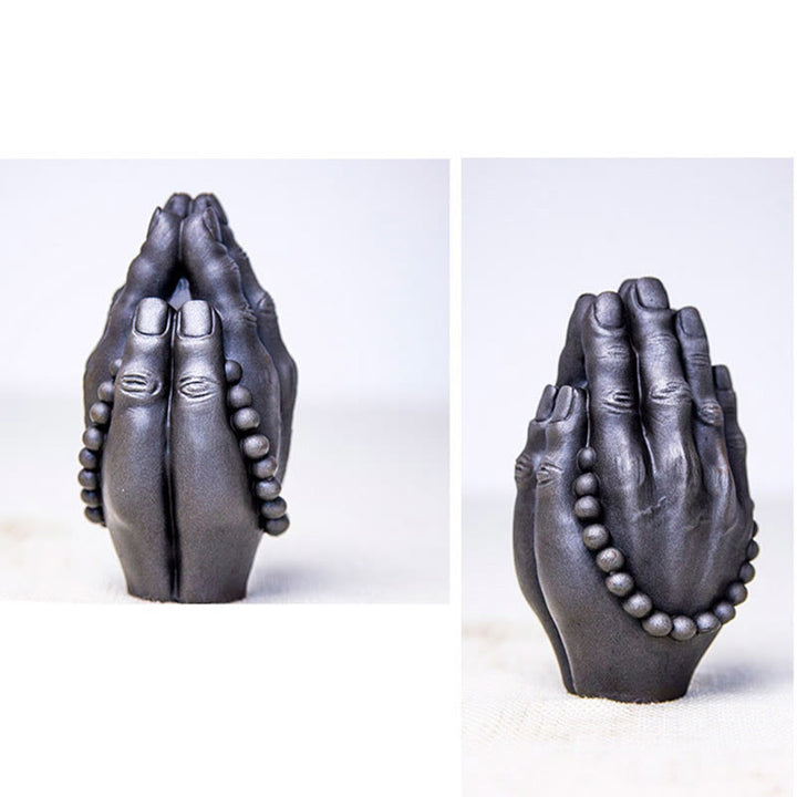 Buddha Stones Ręcznie robione Budda Ręka Namaste Żelazo Proszek Rdza Odlew Żywicy Dekoracja Statuy