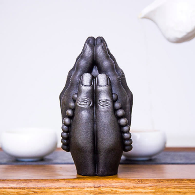 Buddha Stones Ręcznie robione Budda Ręka Namaste Żelazo Proszek Rdza Odlew Żywicy Dekoracja Statuy