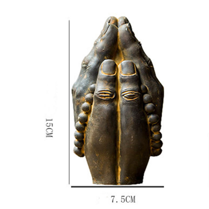 Buddha Stones Ręcznie robione Budda Ręka Namaste Żelazo Proszek Rdza Odlew Żywicy Dekoracja Statuy - image 11