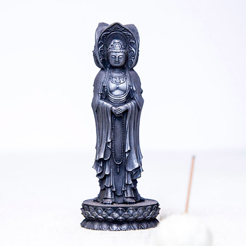Buddha Stones Trójstronny Kwan Yin Awalokiteśwara Żelazo Proszek Rdza Odlew Żywicy Statua Bogactwo Dekoracja Biurka - image 23
