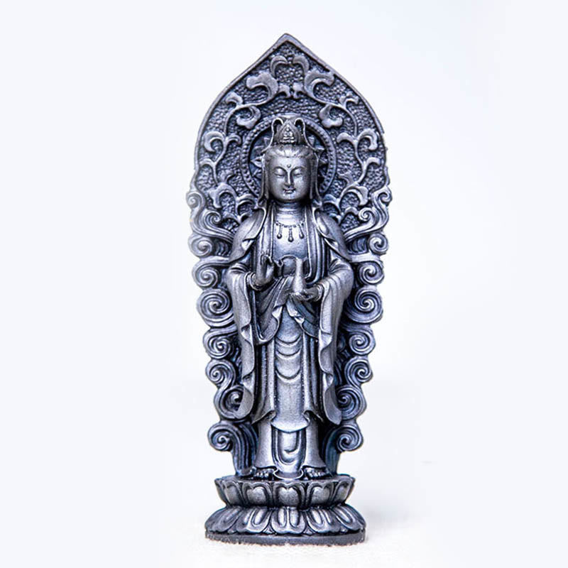 Buddha Stones ręcznie robione Amitabha Guanyin Avalokitesvara Mahasthamaprapta proszek żelaza rdza odlew posąg z żywicy dekoracja - Wazon Buddy - Wersja polerowana 18*7*4,7 cm - image 30