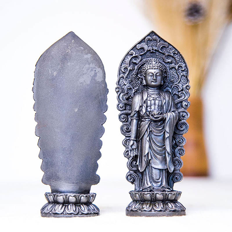 Buddha Stones ręcznie robione Amitabha Guanyin Avalokitesvara Mahasthamaprapta proszek żelaza rdza odlew posąg z żywicy dekoracja - image 28