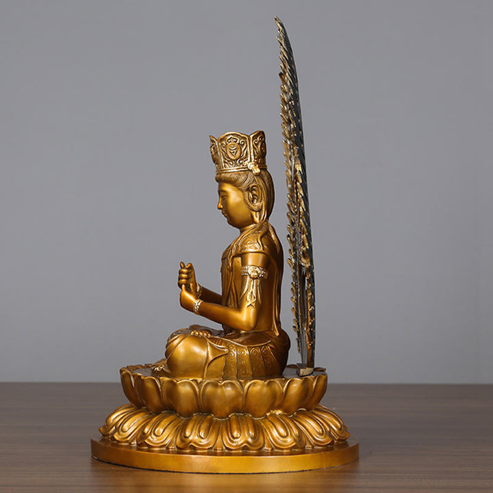 Buddha Stones Tathagata Figurka Buddy Spokój Miedziana Statua Domowa Oferta Dekoracja - image 3