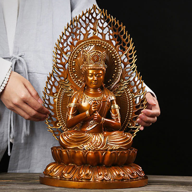 Buddha Stones Tathagata Figurka Buddy Spokój Miedziana Statua Domowa Oferta Dekoracja - image 9