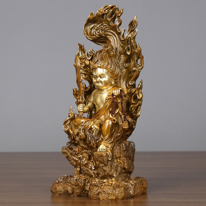 Buddha Stones Acalanatha Figurka Buddy Spokój Miedziana Statua Domowa Oferta Dekoracja - image 4