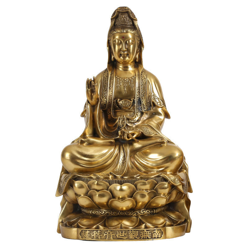 Buddha Stones Kwan Yin Awalokiteśwara Bogactwo Mosiądz Miedź Statua Dekoracja Biurka Domowego - image 12
