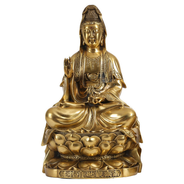 Buddha Stones Kwan Yin Awalokiteśwara Bogactwo Mosiądz Miedź Statua Dekoracja Biurka Domowego - image 12