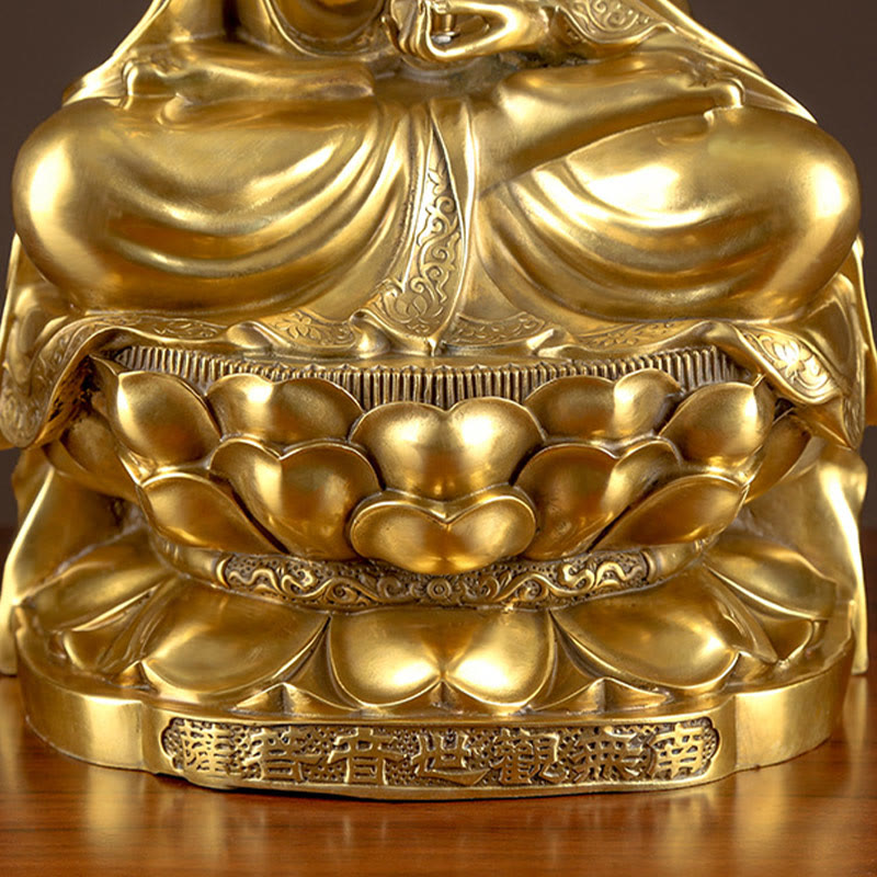 Buddha Stones Kwan Yin Awalokiteśwara Bogactwo Mosiądz Miedź Statua Dekoracja Biurka Domowego