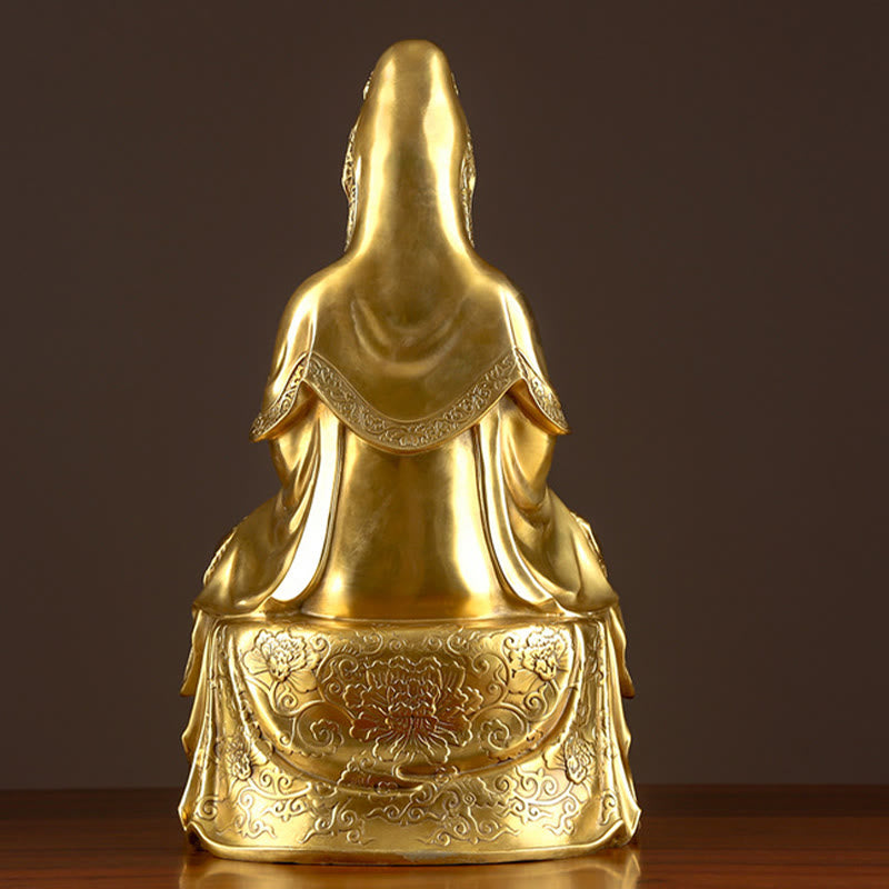 Buddha Stones Kwan Yin Awalokiteśwara Bogactwo Mosiądz Miedź Statua Dekoracja Biurka Domowego - image 7