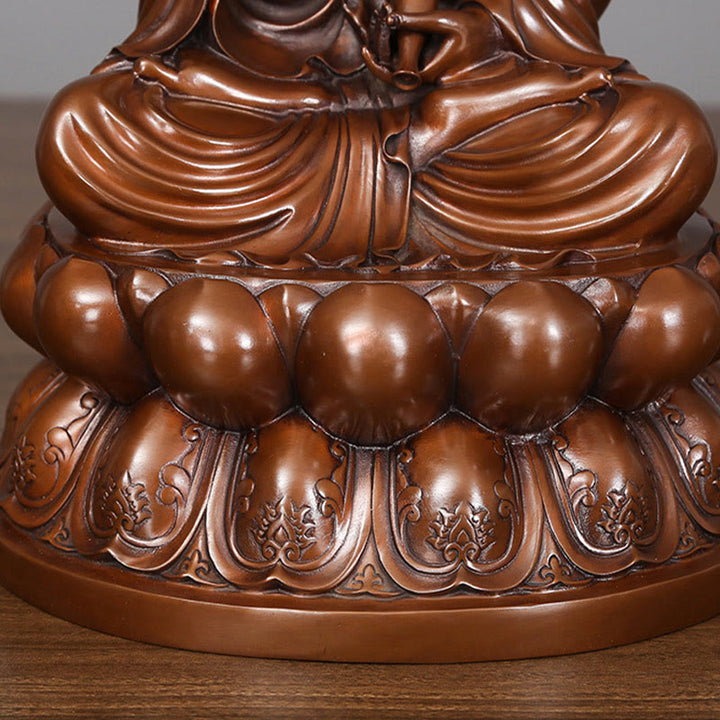 Buddha Stones Kwan Yin Awalokiteśwara Lotos Bogactwo Miedziana Statua Dekoracja Biurka Domowego