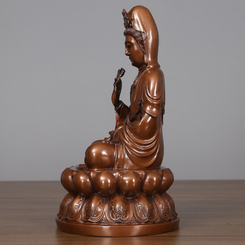Buddha Stones Kwan Yin Awalokiteśwara Lotos Bogactwo Miedziana Statua Dekoracja Biurka Domowego
