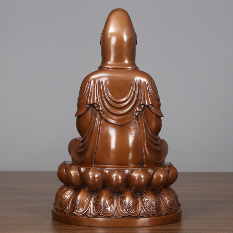 Buddha Stones Kwan Yin Awalokiteśwara Lotos Bogactwo Miedziana Statua Dekoracja Biurka Domowego - image 4