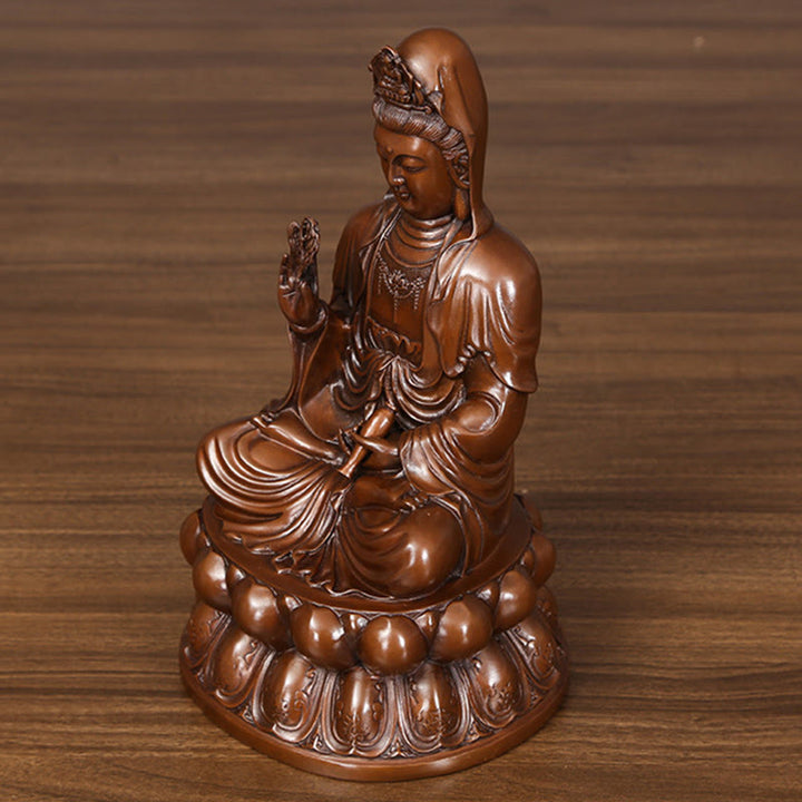 Buddha Stones Kwan Yin Awalokiteśwara Lotos Bogactwo Miedziana Statua Dekoracja Biurka Domowego - image 14