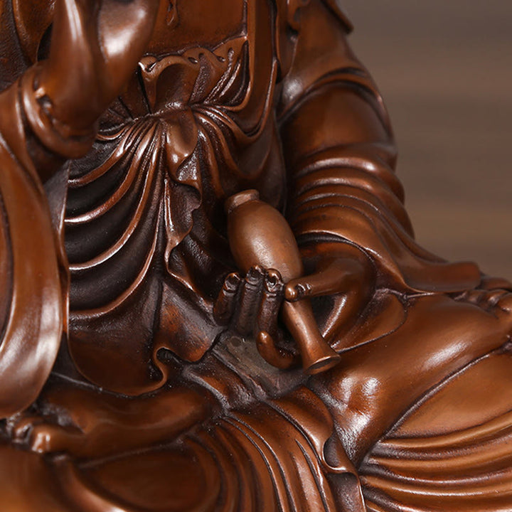 Buddha Stones Kwan Yin Awalokiteśwara Lotos Bogactwo Miedziana Statua Dekoracja Biurka Domowego - image 11