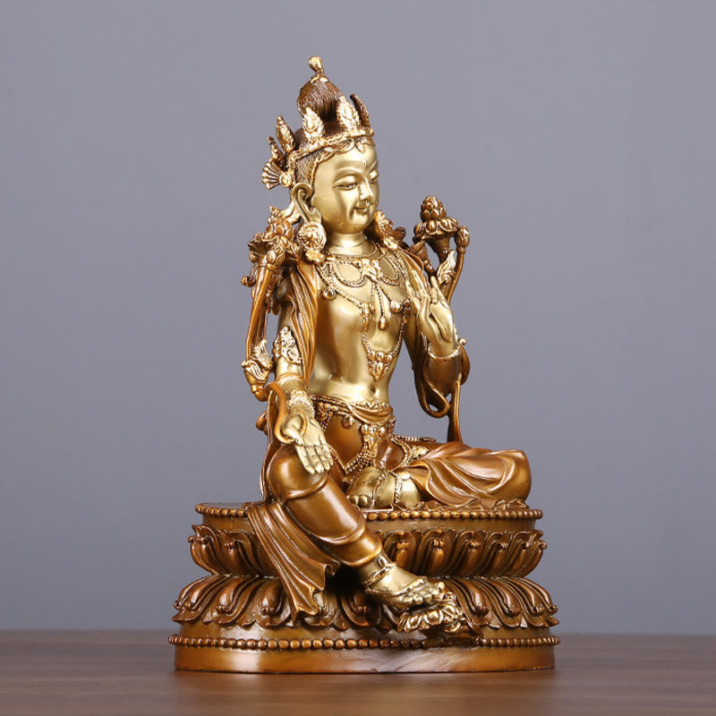 Buddha Stones Bodhisattwa Zielona Tara Figurka Ochrona Mosiądz Miedź Statua Dom Ofiara Dekoracja
